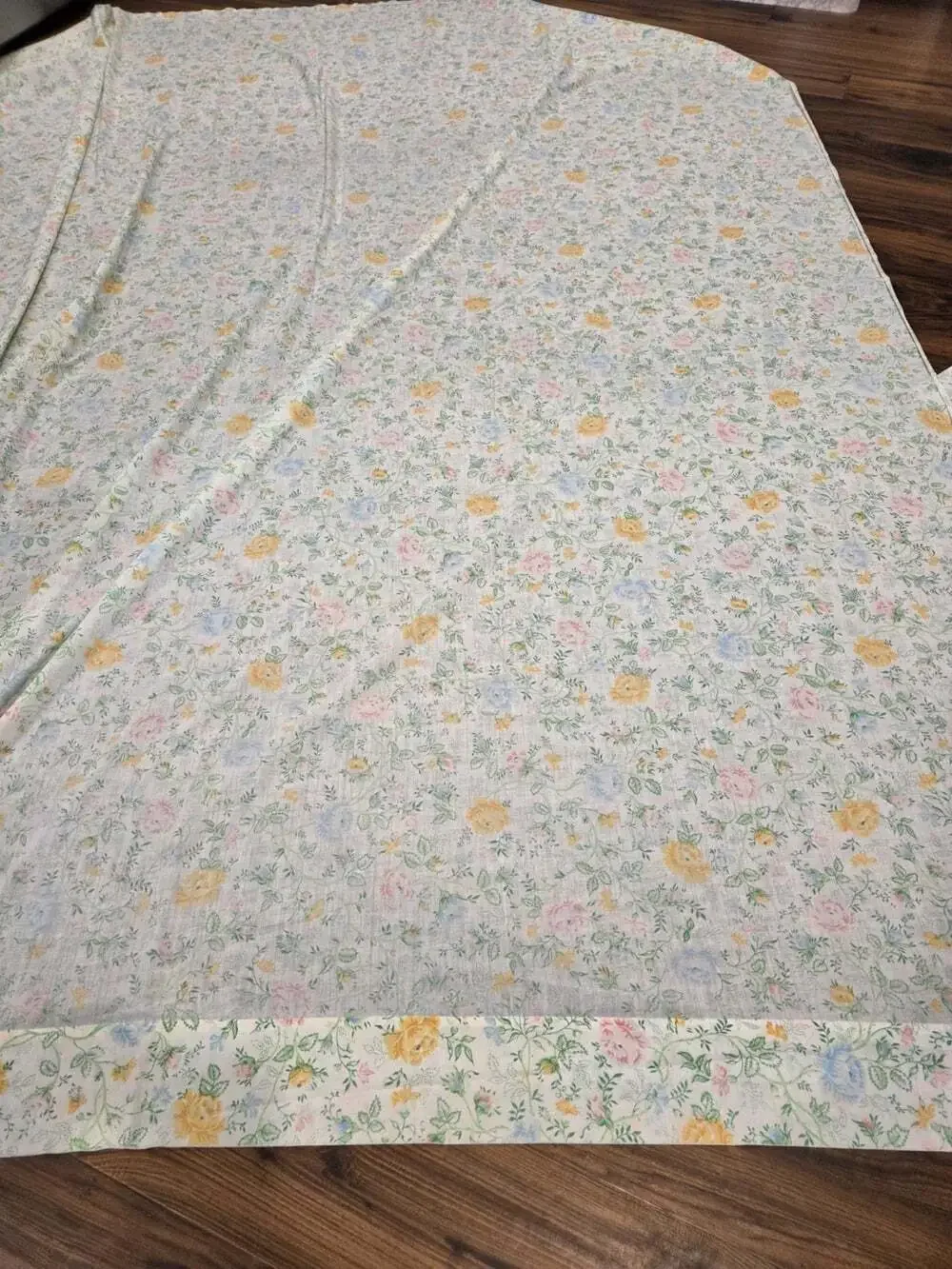 Vtg Shabby Chic Floral Flat Sheet & Pillowcase Set Cottagecore English Rose